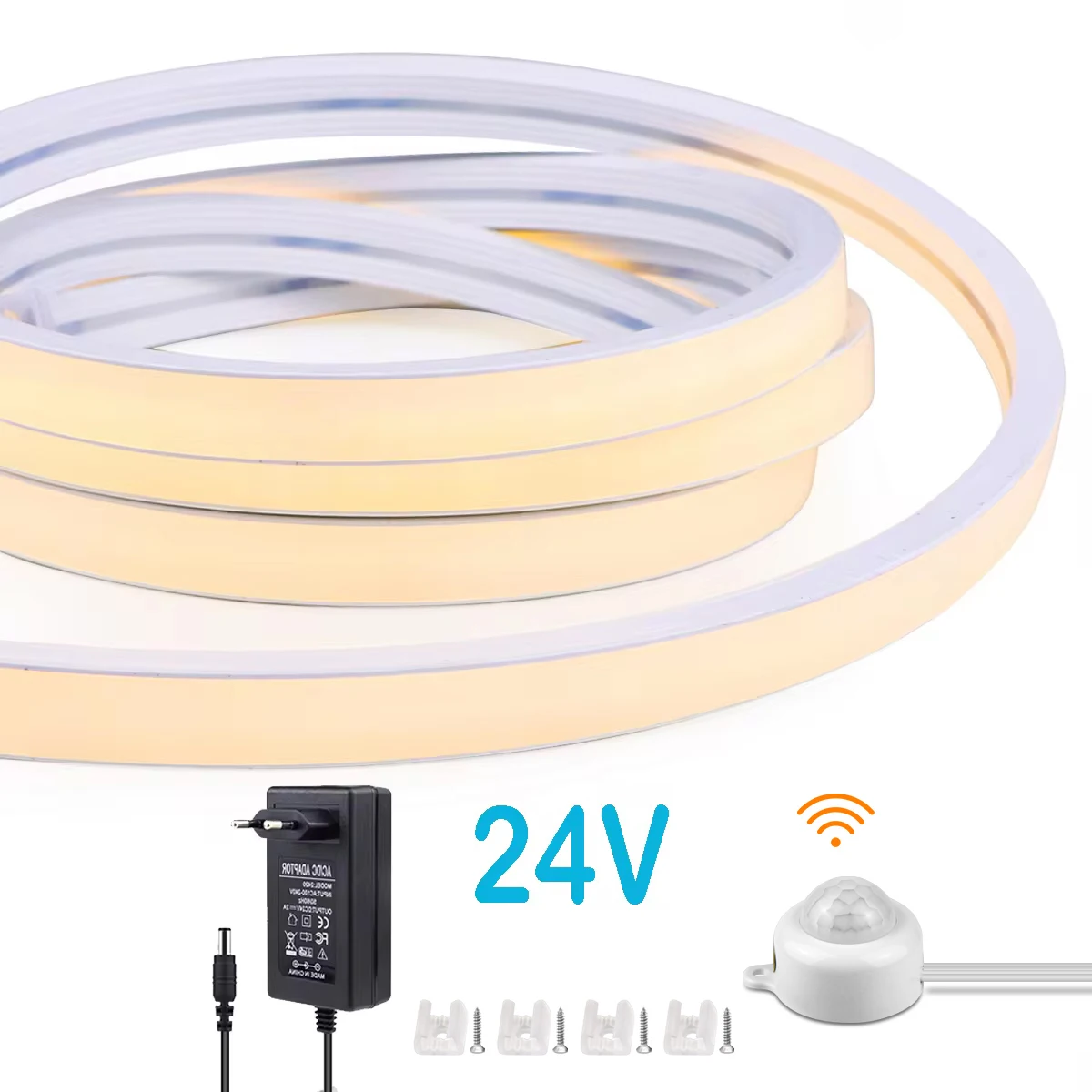 1-10M Wireless PIR Motion Sensor Switch 24V COB Neon Light LED Strip 320leds/m Ultra Bright 100% Pure Silica Gel Tube Home Decor