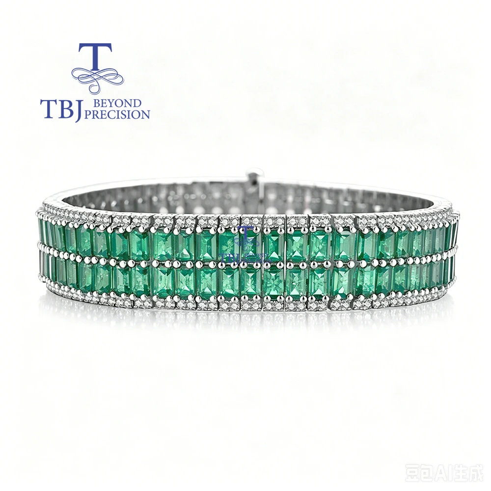 

Luxury Big Bracelet for Women Natural Emerald May Birthstone Real Gemstone Fine Jewelry for Anniversary Gifts