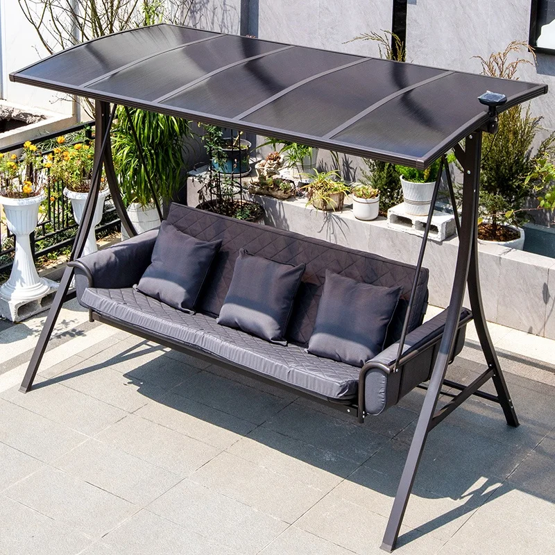 

Hot Sales Garden Swing Chair 3-Seater Hanging Bed Sunboard Ceiling Garden Swinging Chairs Patio Swing Chairs