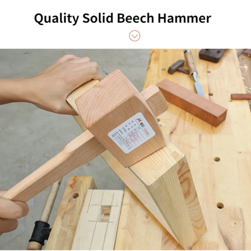 Wooden Hammer Mallet Quality Solid Beech Hammer Carpenter Wood Carving Mallet Smooth Surface Leathercraft and Woodworking Tool