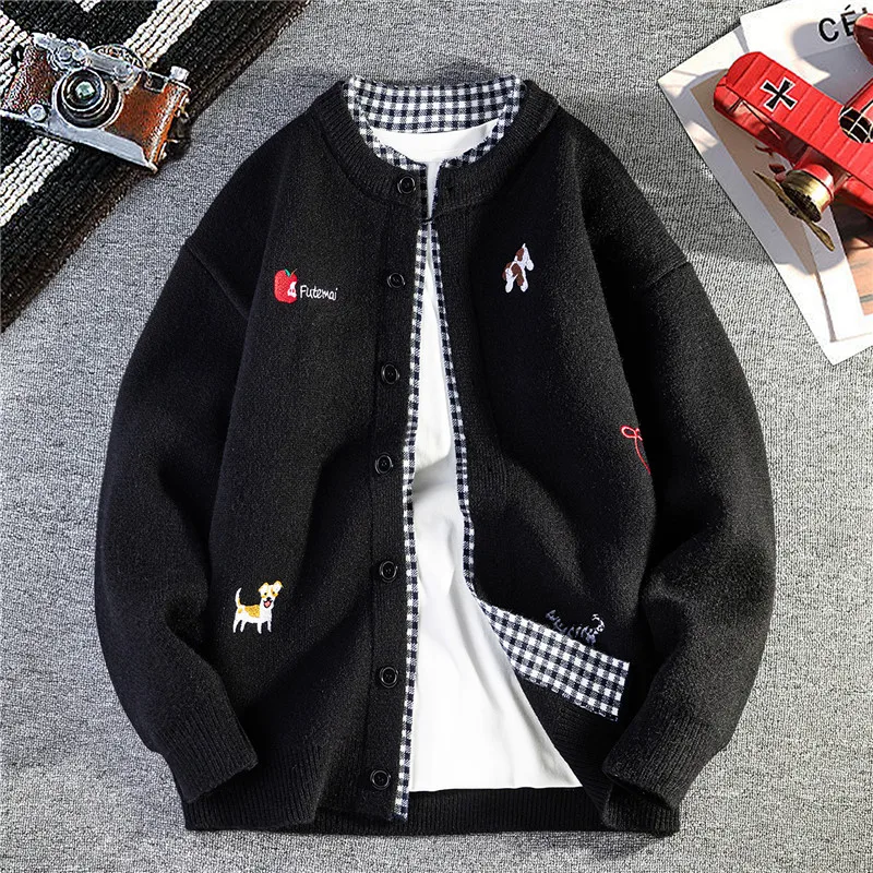 Modischer, bequemer Herren-Strickcardigan, hochwertige Marke, süßes Stickerei-Design, Herbst-Winter, koreanischer lässiger Rundhals-Pullover-Mantel – Detail 10