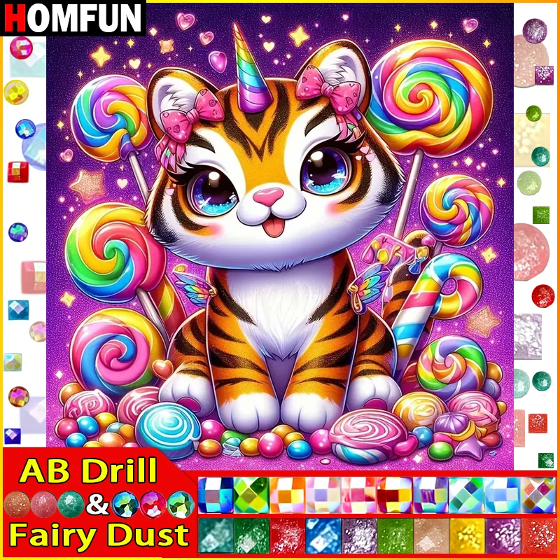 HOMFUN Fairy Dust AB Diy Full Square Round Drill 5D Diamond Painting Diamond Embroidery 