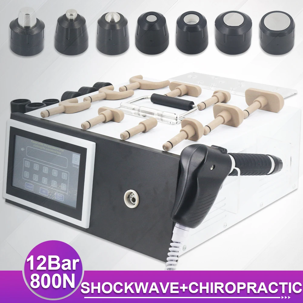 Pneumatic ShockwaveTherapy Machine 12Bar For ED Treatment Body Pain Relief 2 IN 1 Professional Shock Wave Relaxation Massager