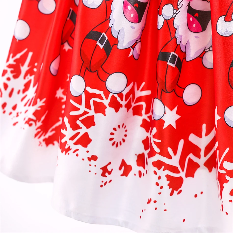 Kids Xmas Party Fancy Print Costumes Christmas Tree Santa Claus Present Girls Cosplay Princess Dress Girls Carnival Elegant Gown