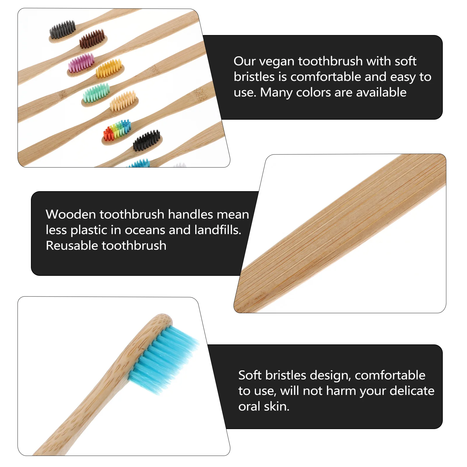 10 pièces brosse à dents souple brosse à dents chez l'habitant poignée ergonomique brosses à dents manuelles sensorielles bambou adulte