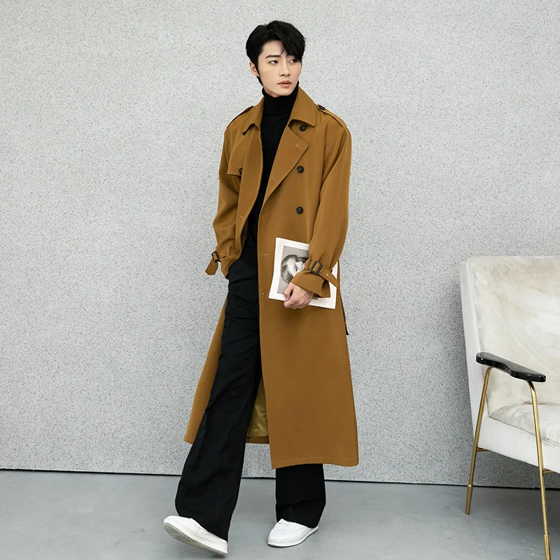 

Autumn Winter Men's Trench Business Khaki Smart Casual Coat Double Breasted British Style Jackets Outwear Office Men