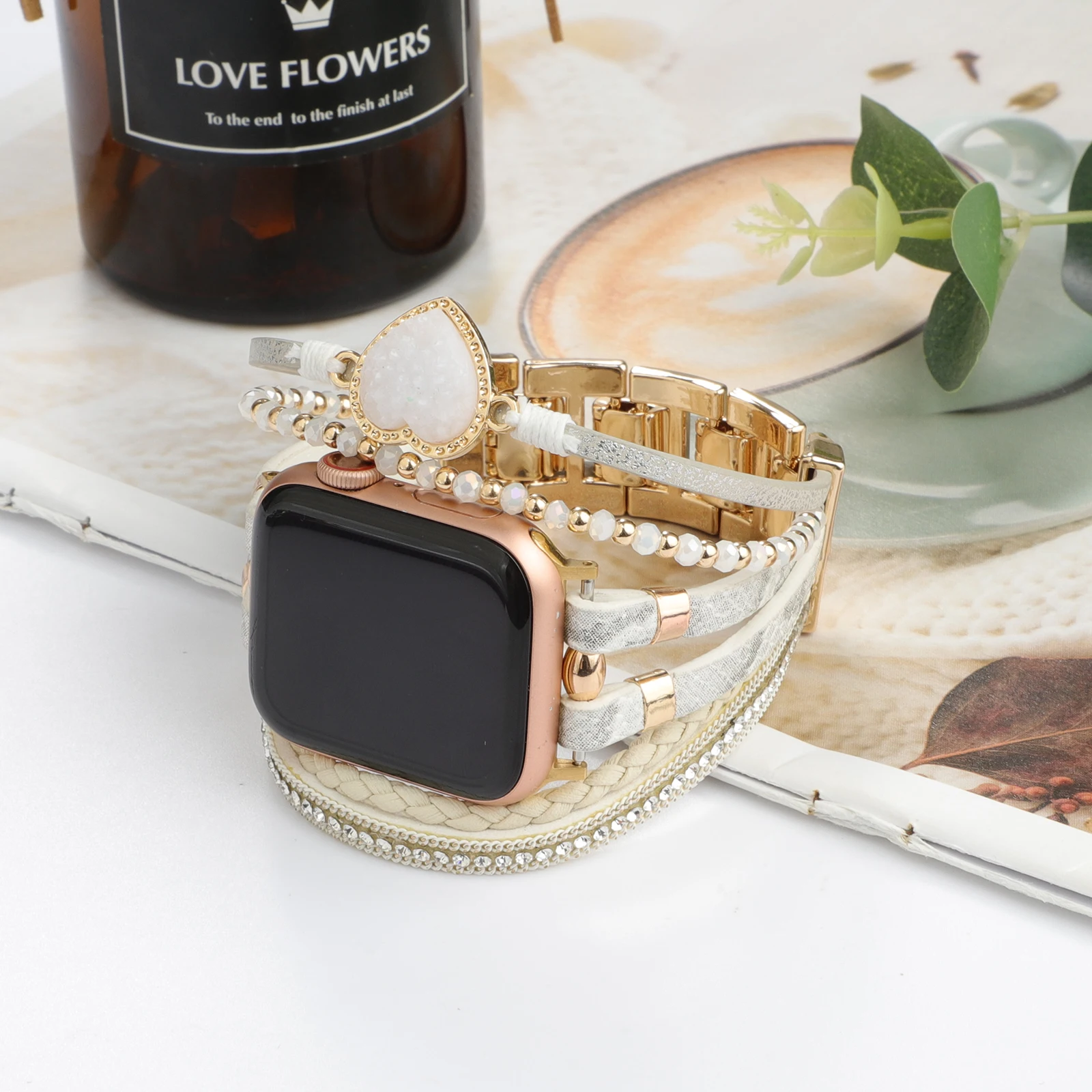 Metal Strap For Apple Watch Band Series 8 7 6 se5 4Ultra Women Jewel Love Bracelet Chain IWatch 49mm 45mm 41mm 40mm 44mm Wrist