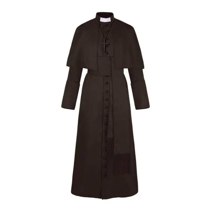 Medieval Renaissance Priest Costume Catholic Church Religious Roman Retro Pope Pastor Father Mass Missionary Robe Clergy Cassock