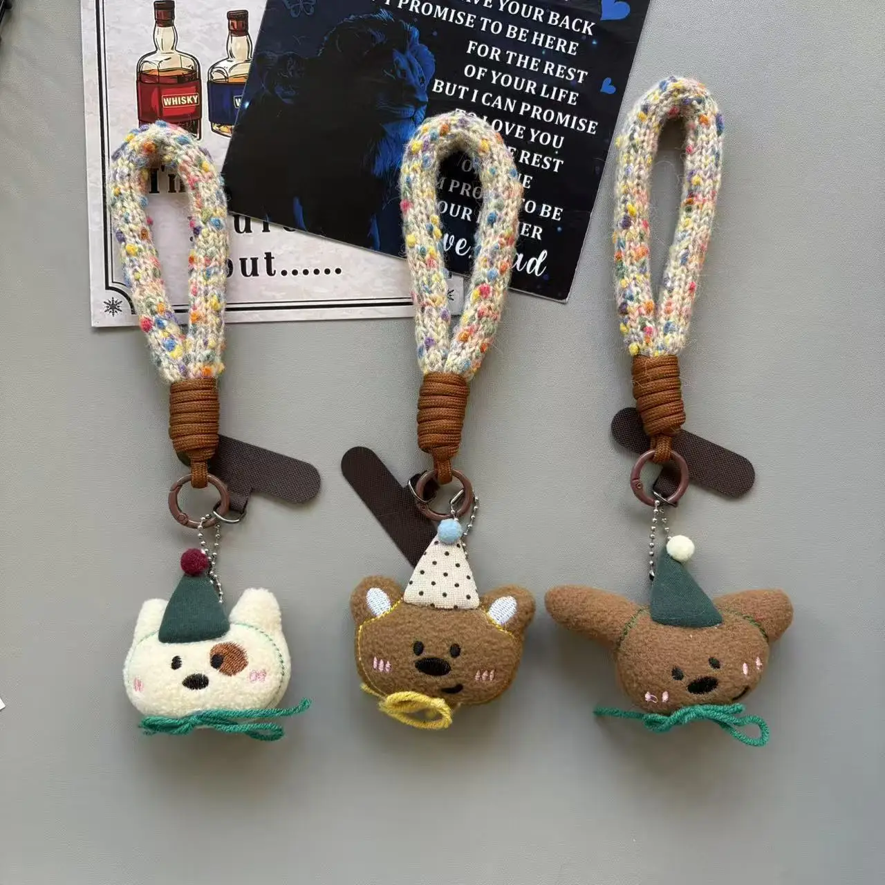 

Cute Cartoon Bear Pendant Short Plush Lanyard Universal Mobile Phone Camera Bag Accessory for CCDFashion Accessories