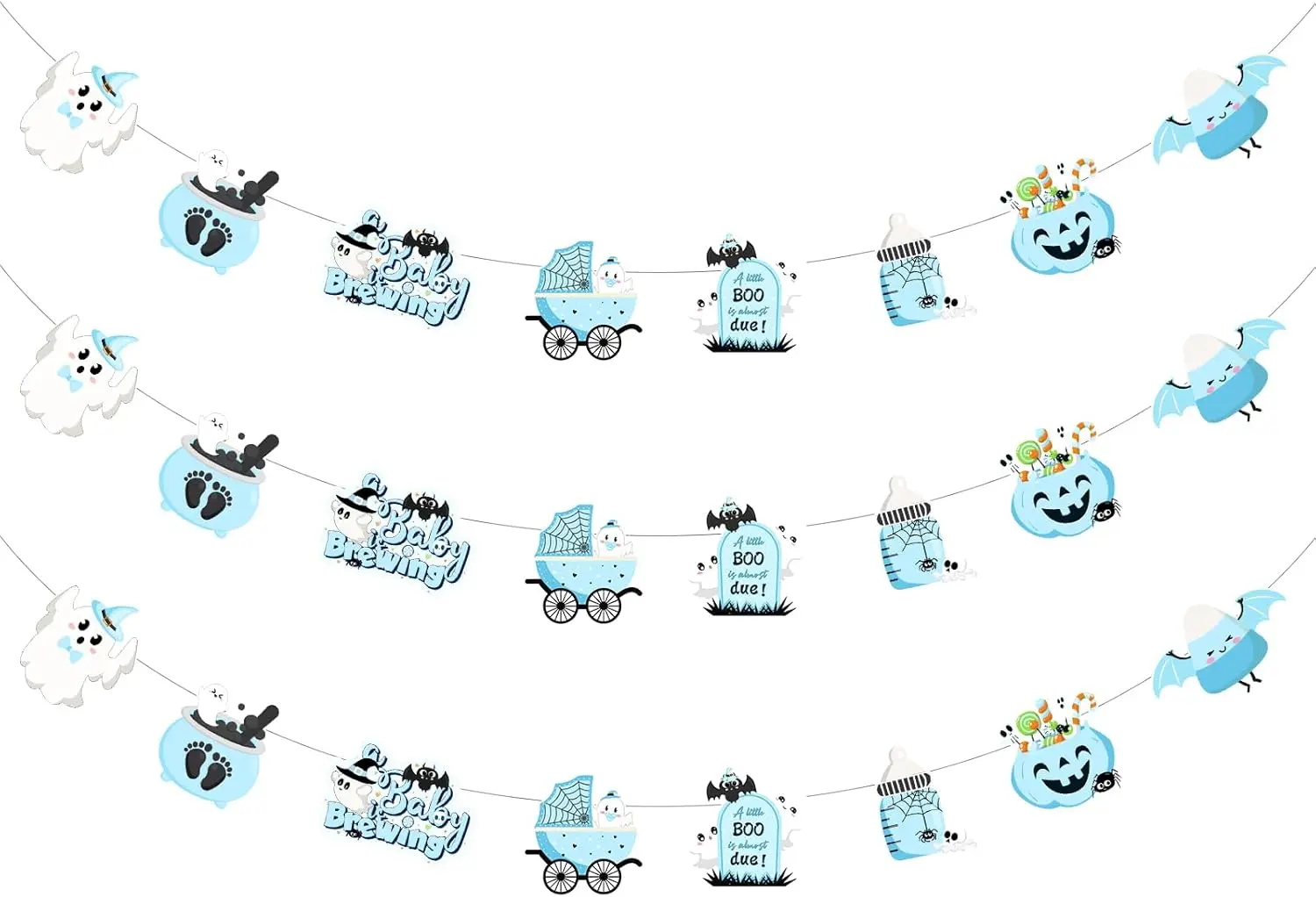 

Kreat4joy 3Pcs Halloween Decorations Boy Banner Garland A Baby Is Brewing Decorations for Boy Baby Shower Party Decor Supplies