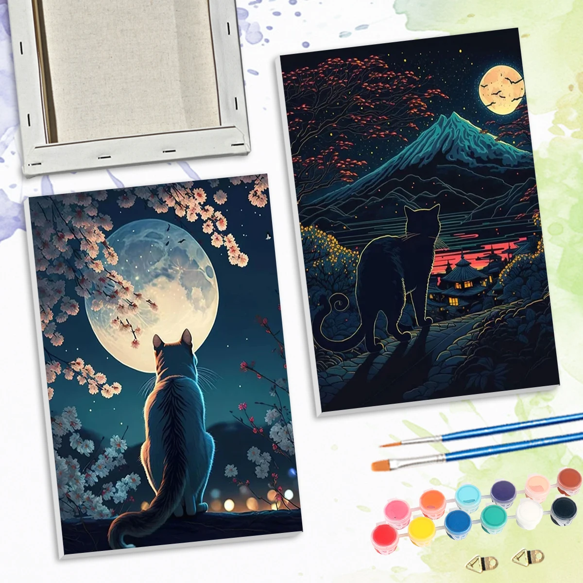 

SDOYUNO Paint By Numbers For Beginner Black Cat at Night Animals Oil Art 20x30cm ready Frame Acrylic Paints Picture Drawing Kits