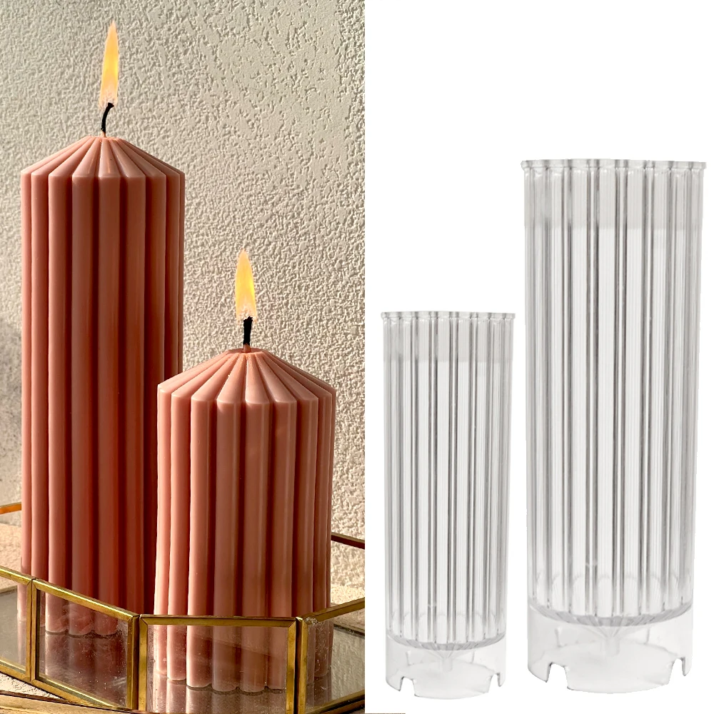 Spire Long Pillar Candle Wax Mold Tooth Fine Cylinder Candle Acrylic Plastic Mould Handmade Aromatherapy Candle Making Supplies