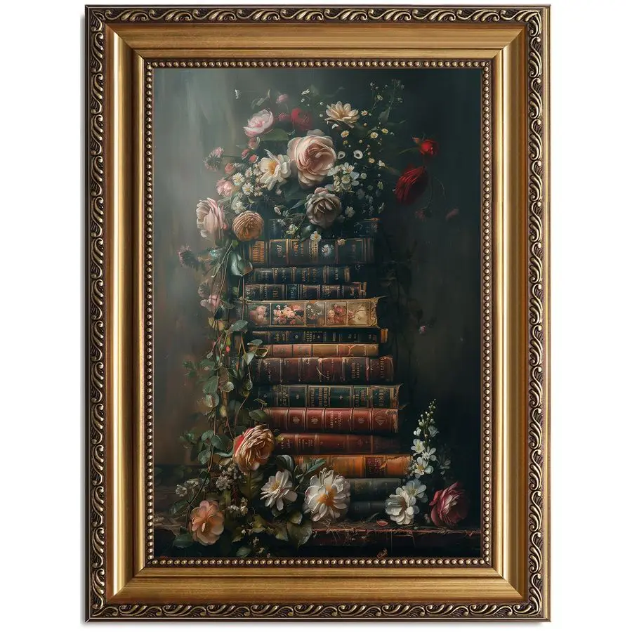 

Винтажная настенная живопись с цветами, картина маслом в стиле «Мрачные цветы», винтажные лесные цветы, декор для галереи в стиле «Дарк академия», картина для декора стен