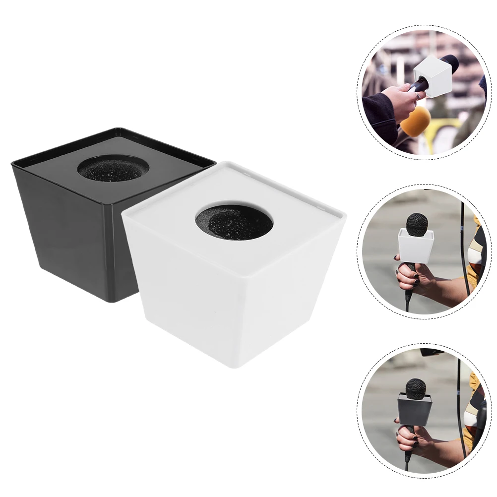 

2 pcs Interview held Wireless Sponge Portable Black Sponge Microphone Logo Station White Mic Cover for Recording