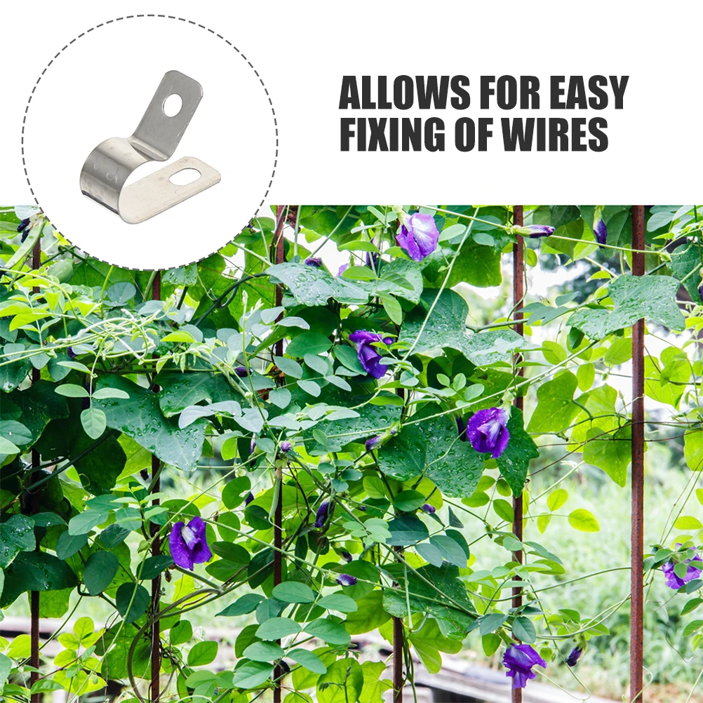 

50 Pcs Thickened R-shaped Wire Clip Cable Clamps Clips Outdoor Stainless Steel Cord