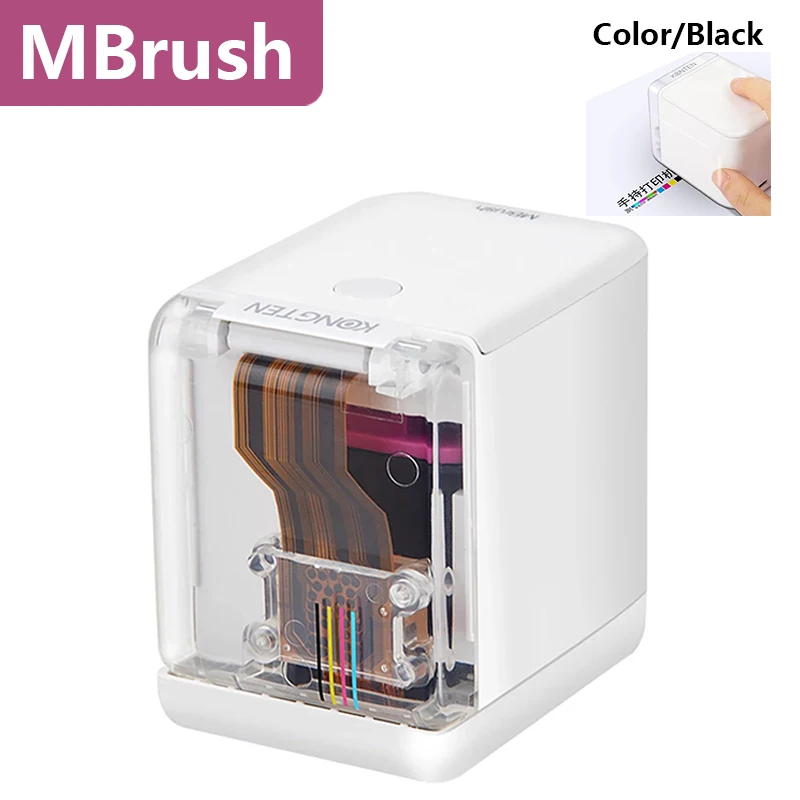 

Mbrush Color Inkjet Printer Handheld Mini Portable Thermal Printer Wireless Color/Black Mobile For DIY Logo Pattern Printing