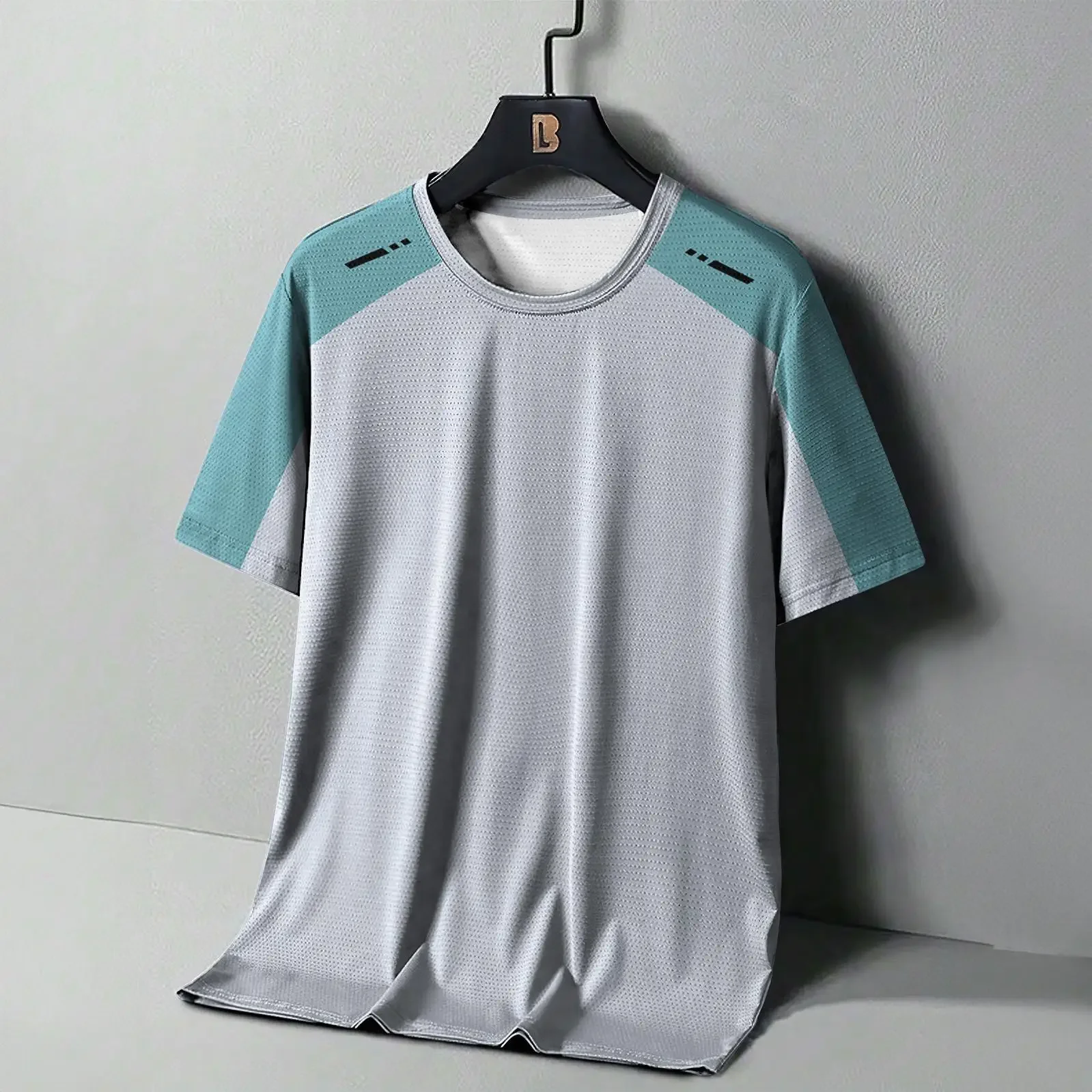 الصيف الرجال تي شيرت الشارع الرياضة اللياقة البدنية الملابس عارضة قصيرة الأكمام طباعة التجفيف السريع الملابس في الهواء الطلق قميص رياضي تي شيرت #4