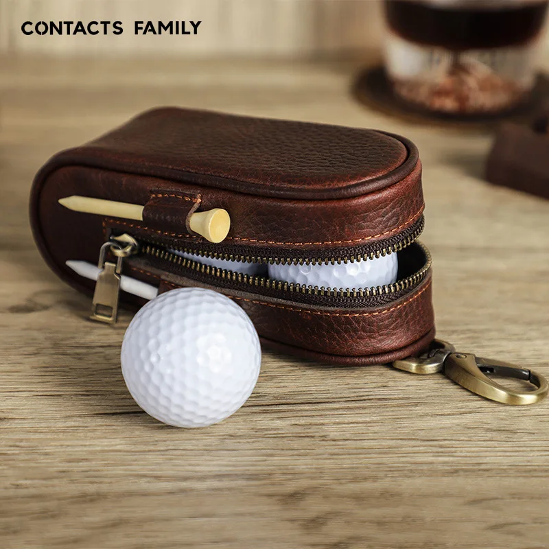 Three-Pack Golf Balls Leather Protective Covers Outdoor Sports Keychain Portable Golf Ball Storage Bag Hanging Waist Bag
