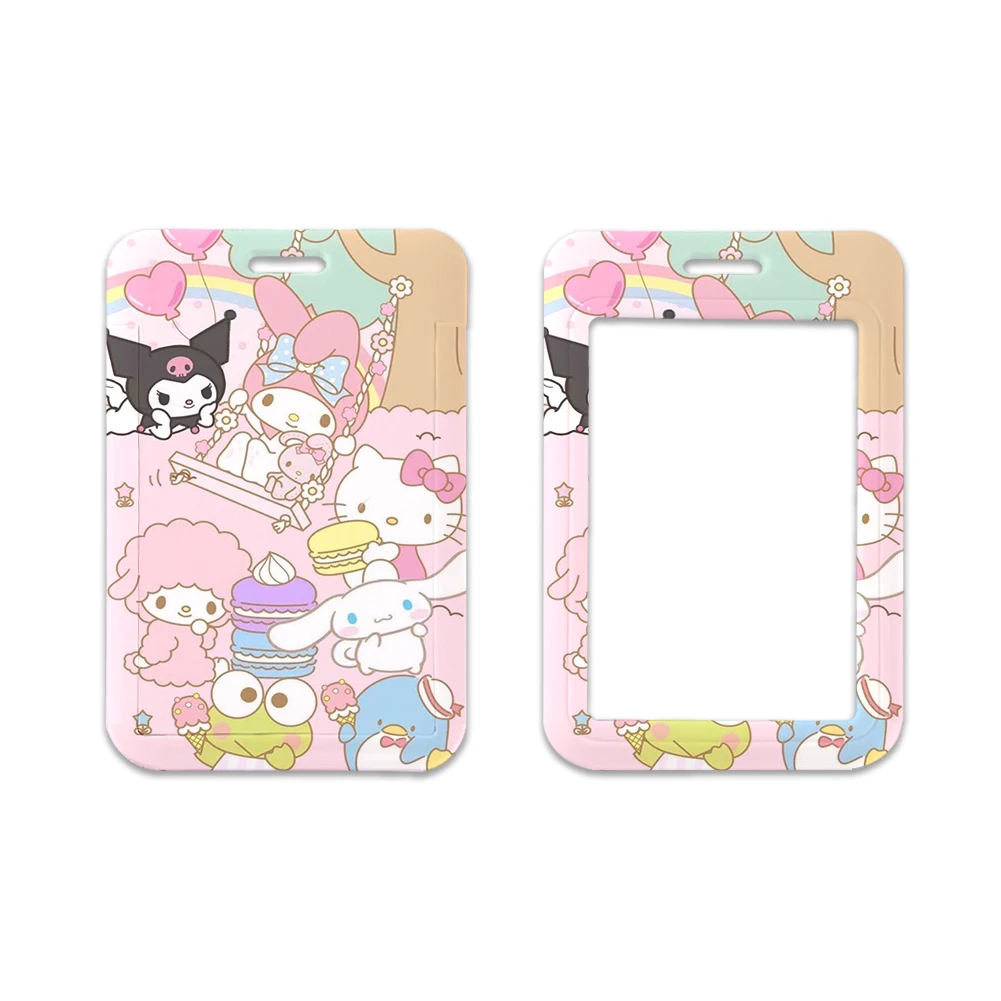 W Cinnamoroll ID Badge Card Holder Lanyard Sanrio Girls Door Card Case Neck Strap Credit Card Holder Credentials Accessories