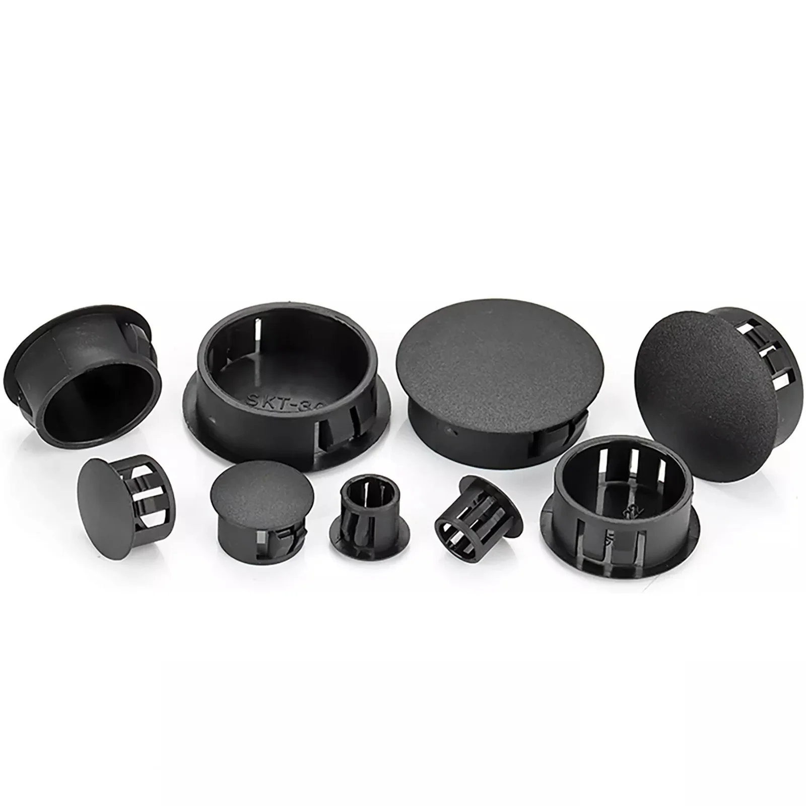 5mm To 100mm Round Plastic Snap-in Hole Plugs Black Nylon Blanking End Caps Furniture Pipe Finishing Inserts