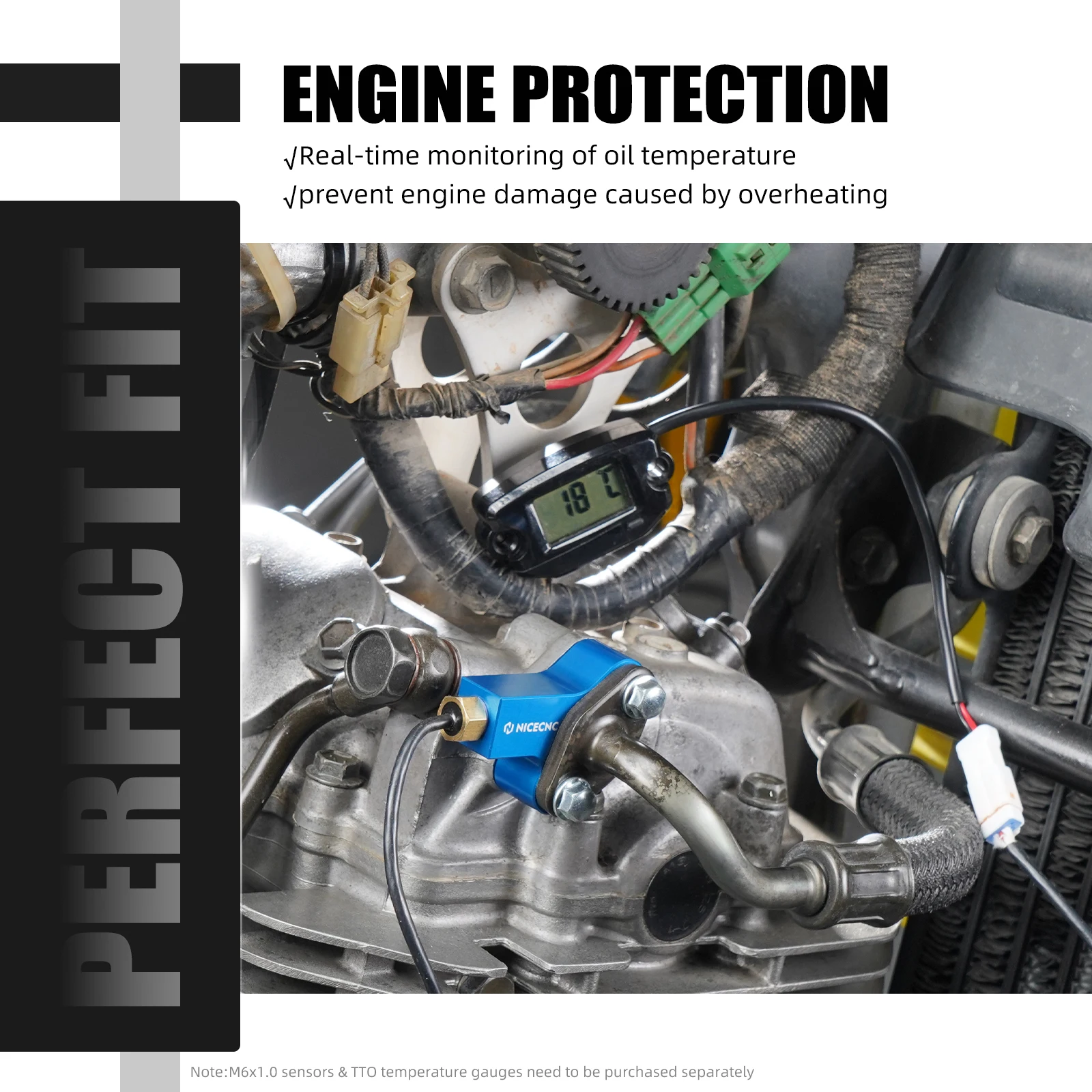 For Suzuki DR650 S/SE 1996–2024 NICECNC Oil Temperature Sensor Block Kit Connector DR650 2023 2022 2021 2020 2019 2018 2017