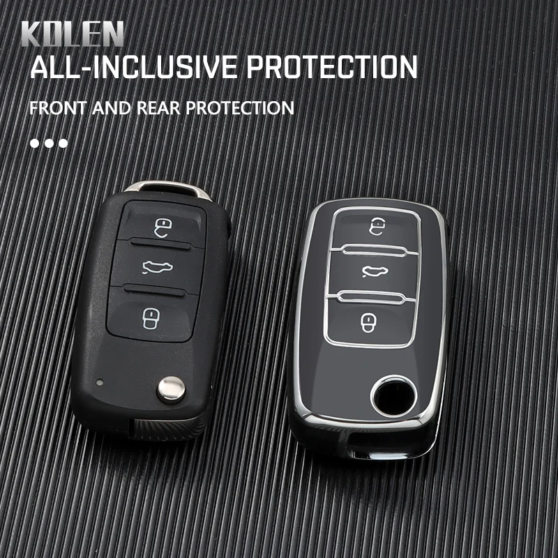 TPU Car Key Case Cover Shell Fob For VW Volkswagen MK4 Bora Golf 4 5 6 Jetta Passat Polo Touran Skoda Octavia Seat 2 3 Buttons