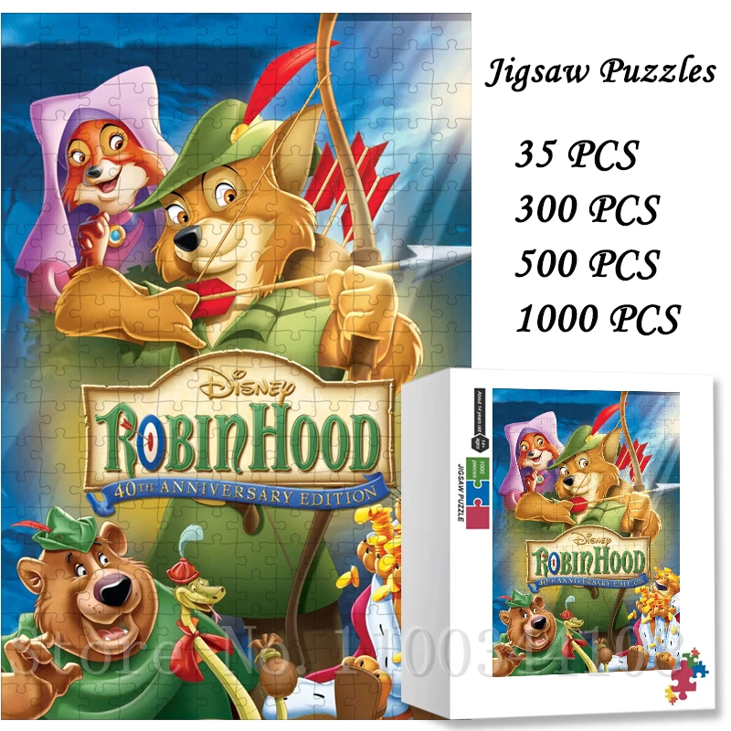 Disney Robin Hood Jigsaw Puzzles for Children 35/300/500/1000 Pieces Cartoon Puzzles Kids Intelligence Education Toys