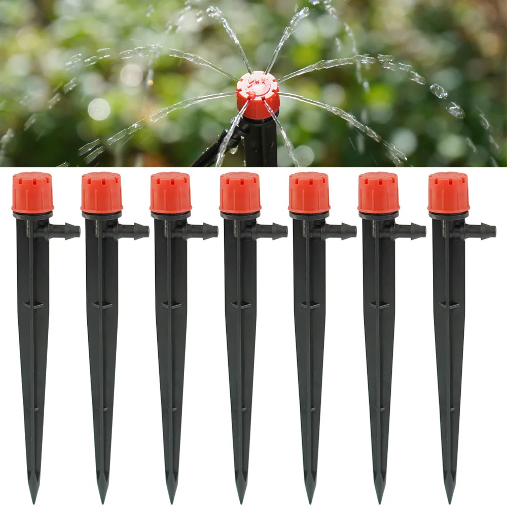 

360 Degree Adjustable 13cm Irrigation Dripper Inserting Ground 4/7mm Hose Garden Watering Vortex Sprinkler With 1/4" Connector