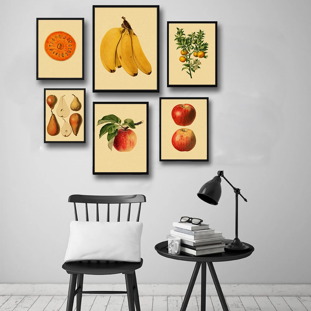 Vegetable Fruit Mushroom Animal Retro Poster Botanical Picture Science Kraft Paper Prints Home Bar Cafe Decor Art Wall Painting