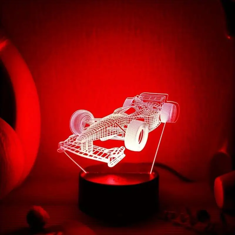 

3D Night Light Racing Car 3D Optical Illusion Lamp with Touch Control 7 Color Atmosphere Light Bedroom Bedside Office Decoration