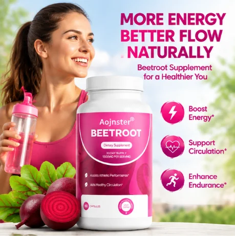 Beetroot Capsules 1300mg Per Serving, Supports Athletic Performance & Healthy Circulation, 30‑Day Supply,60 Capsules