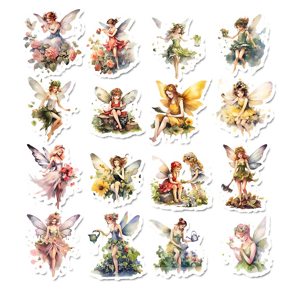 22/44pcs Watercolor Floral Fairy Sticker Pack for Journal, Scrapbook, Album, Notebook, Laptop, Water Bottle DIY Decoration