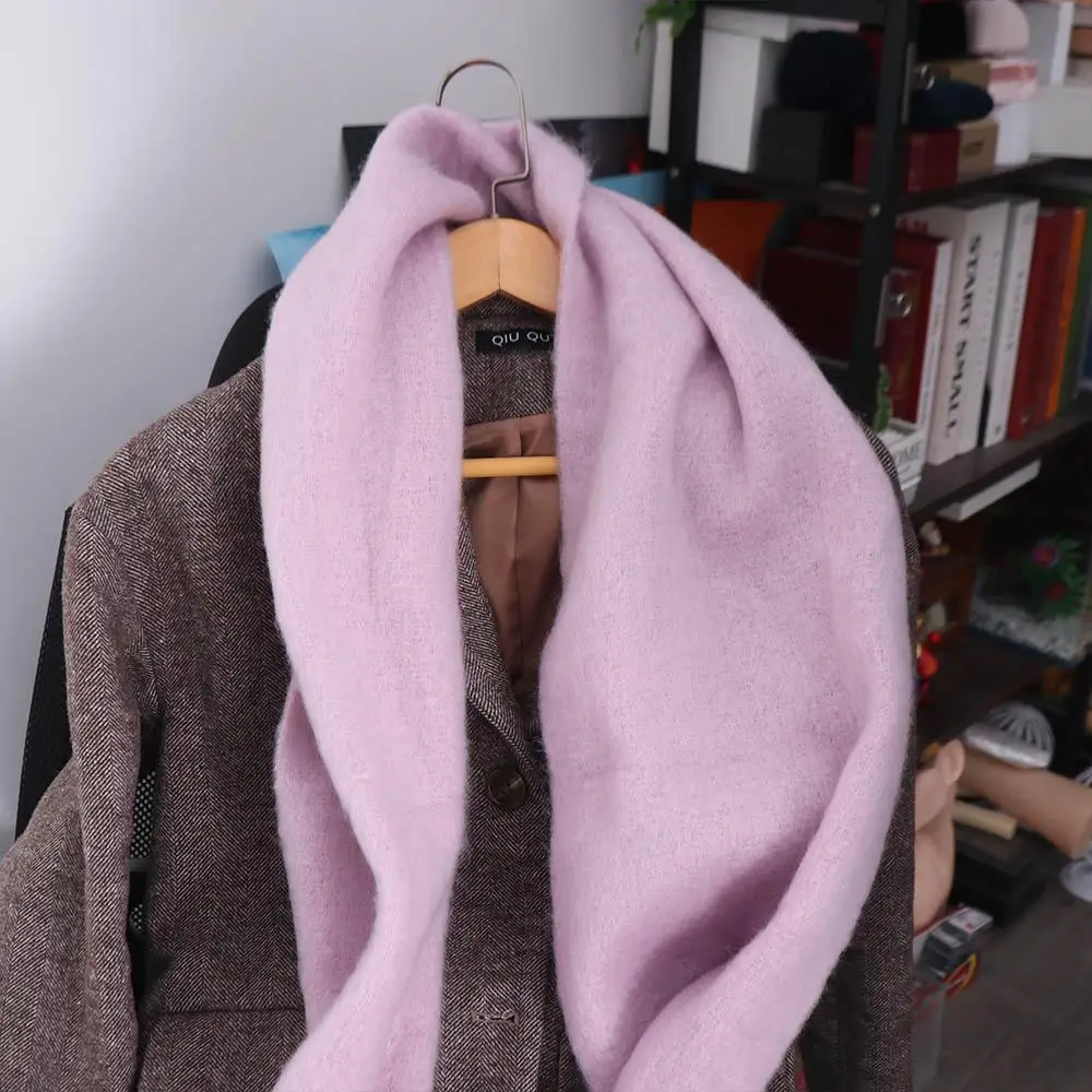 Trendy Solid Color Long Wool Tassel Scarf Windproof Korean Style Winter Cashmere Scarf Soft Warm Cashmere Shawl Women