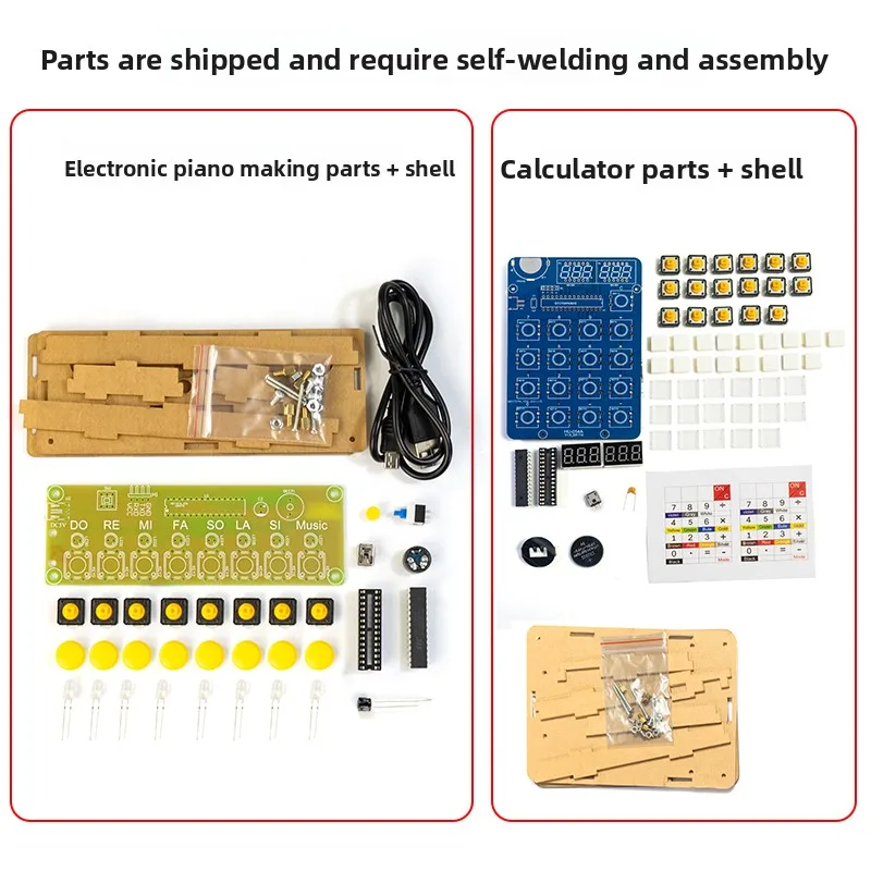 

Calculator Making Kit 8-Key Electronic Keyboard DIY Parts 51 Single-Chip Microcomputer Teaching Assembly Soldering Practice Trai