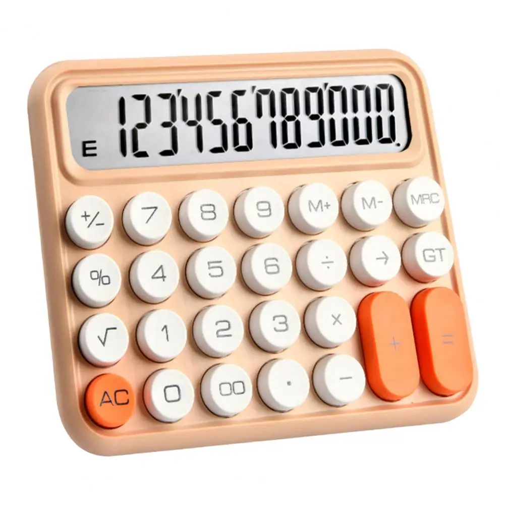 Mechanical Calculator 12-digit with Large LCD Display Convenient Precise Big Round Button Key Calculator