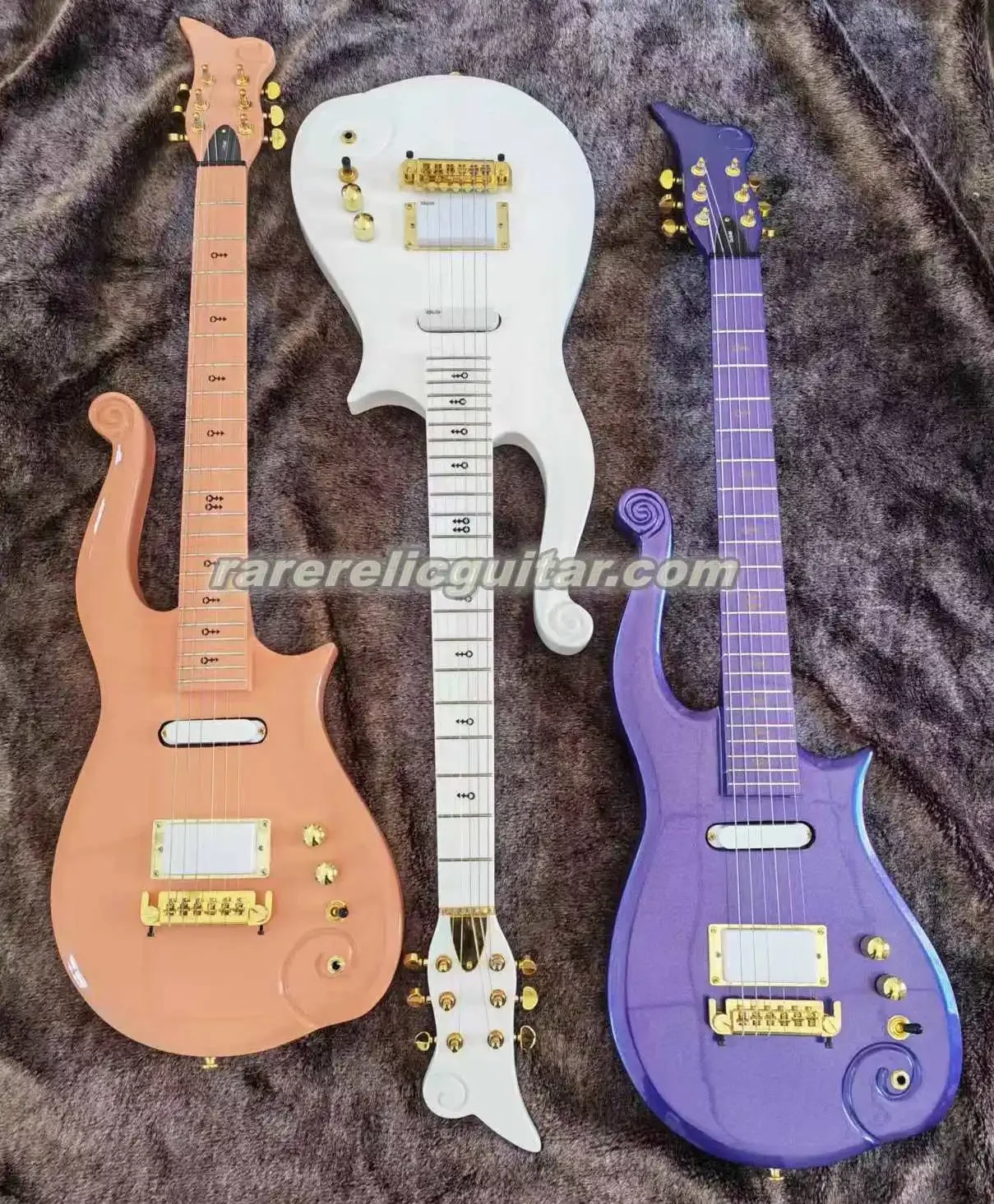 Prince Cloud White Peach Purple Electric Guitar Symbol Inlay Wrap Around Tailpiece Gold Hardware