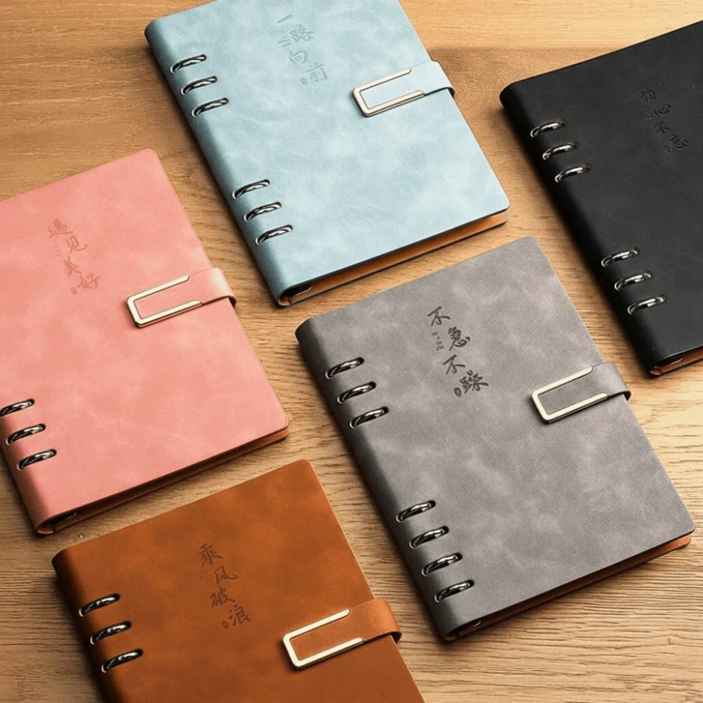 Detachable Metal Clip A5 Notebook 200 Pages 100 Sheets Loose Leaf Notebook Hardcover Leather Cover PU Hardcover Notebook