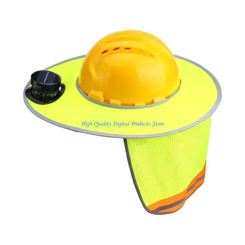 U2JE Solar Fan Helmet Shade Cover with Breathable Neck Drape for Sites