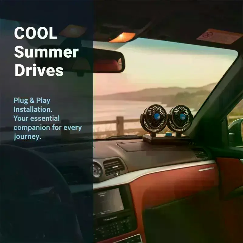 Professional Dual Fans 360 Rotation Multi Angle Cooling Fan For Sedan RV Truck Boat Vehicles Camping Office Desk Use Accessory