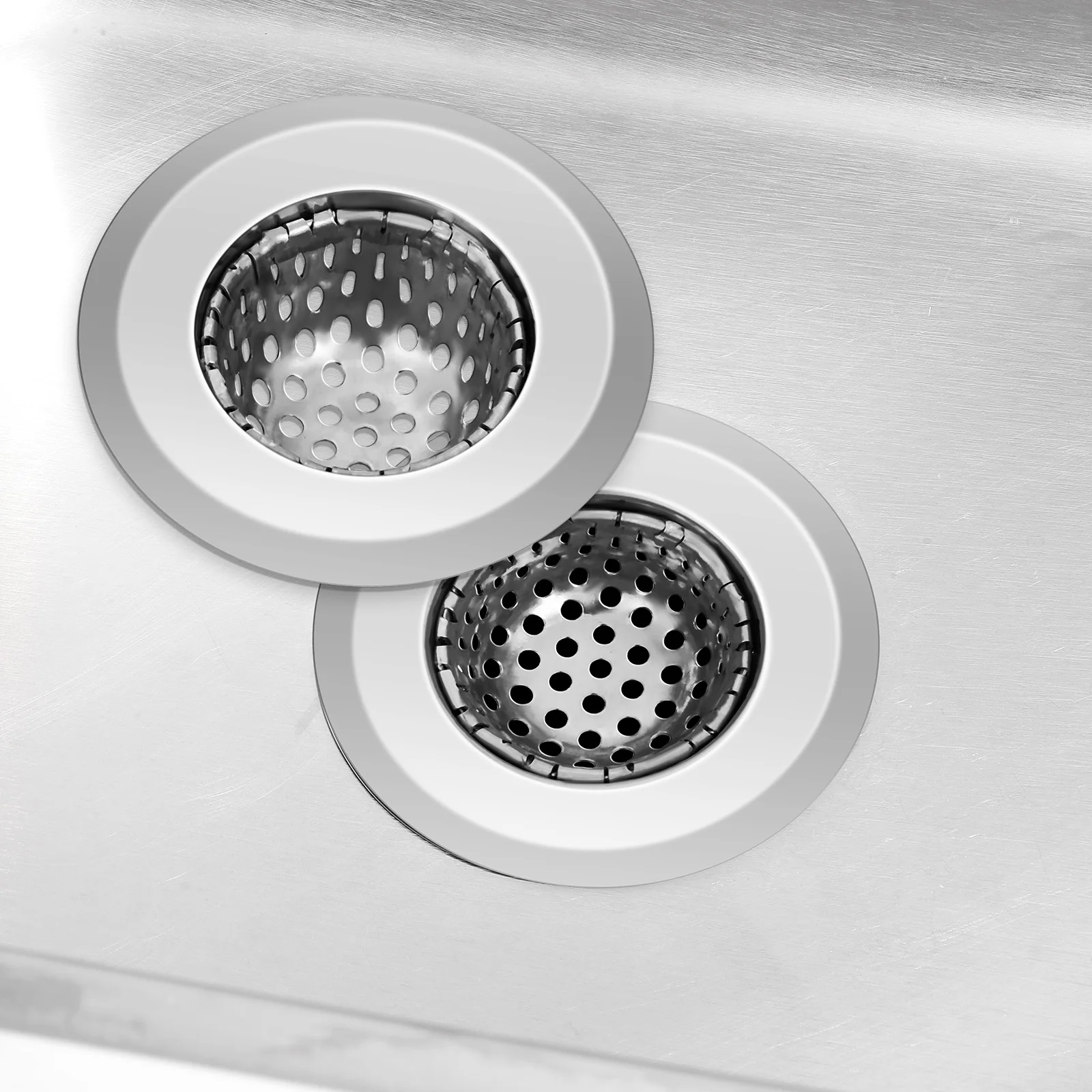 3 pçs filtros de pia de aço inoxidável filtro de malha fina para cozinha e pia do banheiro dreno resíduos filtragem ajuste apertado design