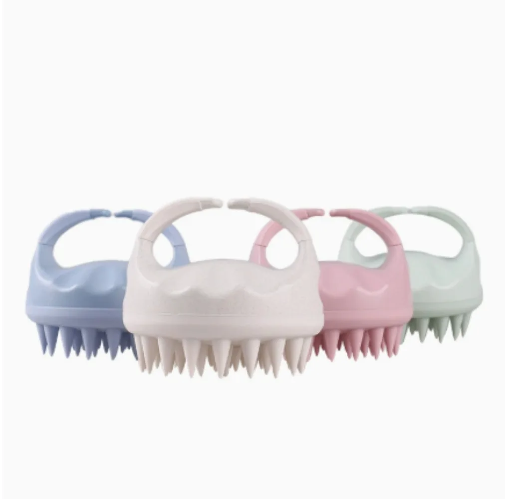 Silikon-Kopfhautmassagegerät Shampoo-Bürste Haar-Scrubber zur Schuppenentfernung Beige Badezimmerpflege-Tool