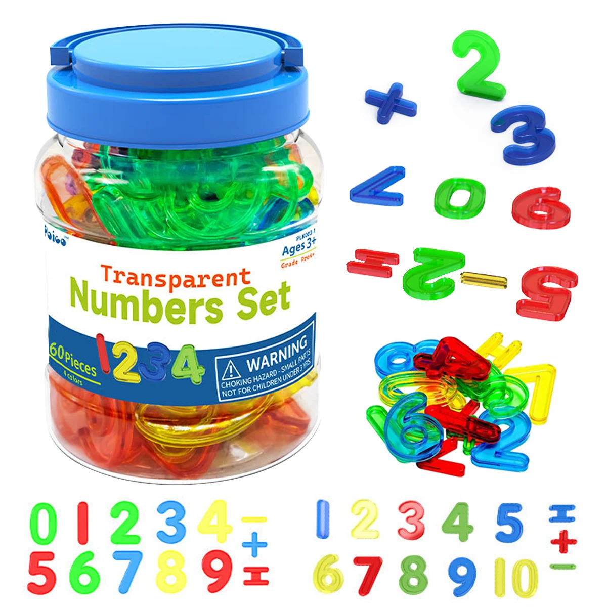 60pcs Colored Numerical Arithmetic Toys, Children's Puzzle Toys, Multifunctional Children's Educational Toys, Numbers Set Toys
