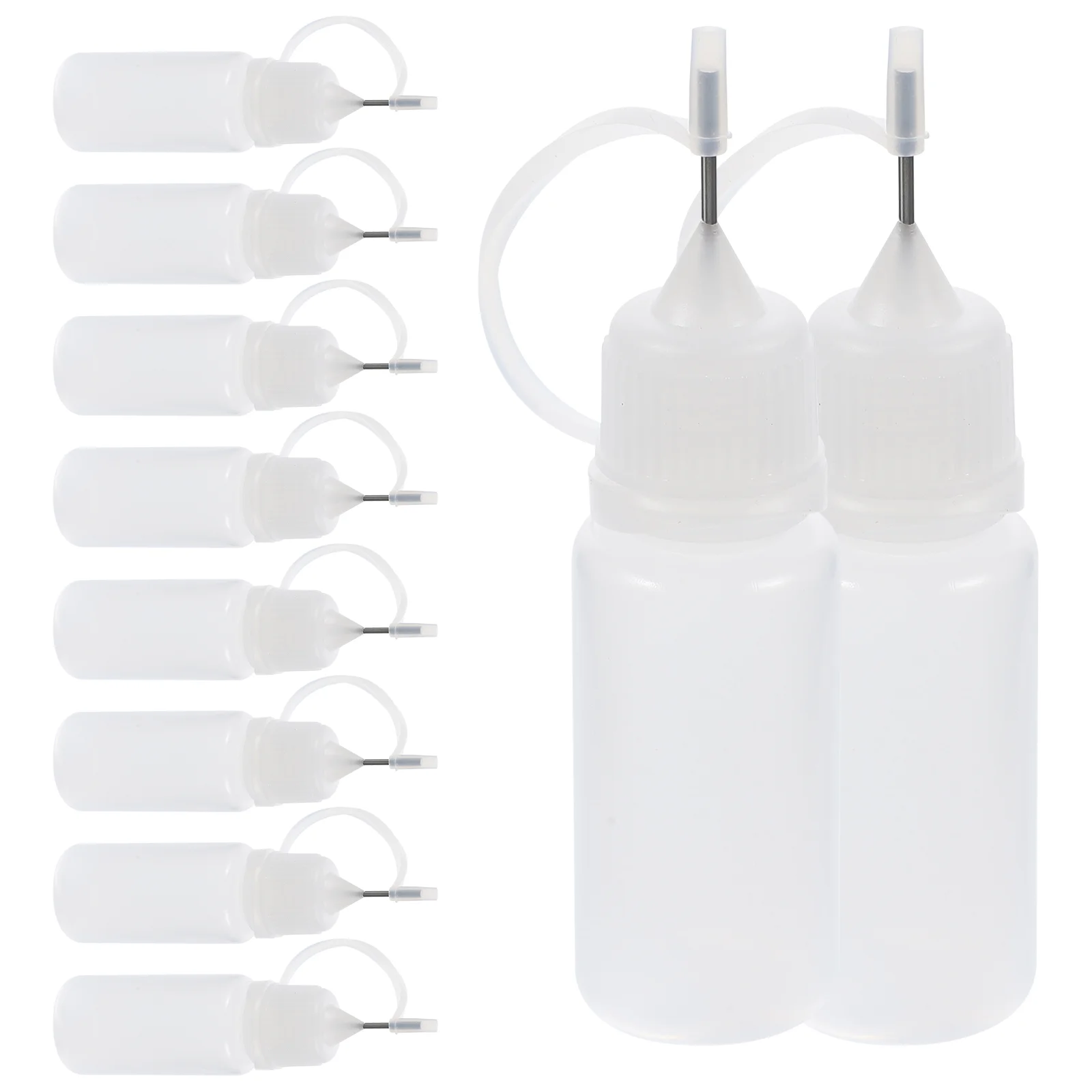 10Pcs 10ml Needle Tip Glue Bottle Applicator DIY Quilling Tool Precision Bottle (White) needle tip bottle