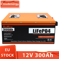 Cloudenergy 12V 300Ah LiFePO4 Battery Pack, 3840Wh Energy, 6000+ Cycles, Built-in 100A BMS, for Solar Energy, RV