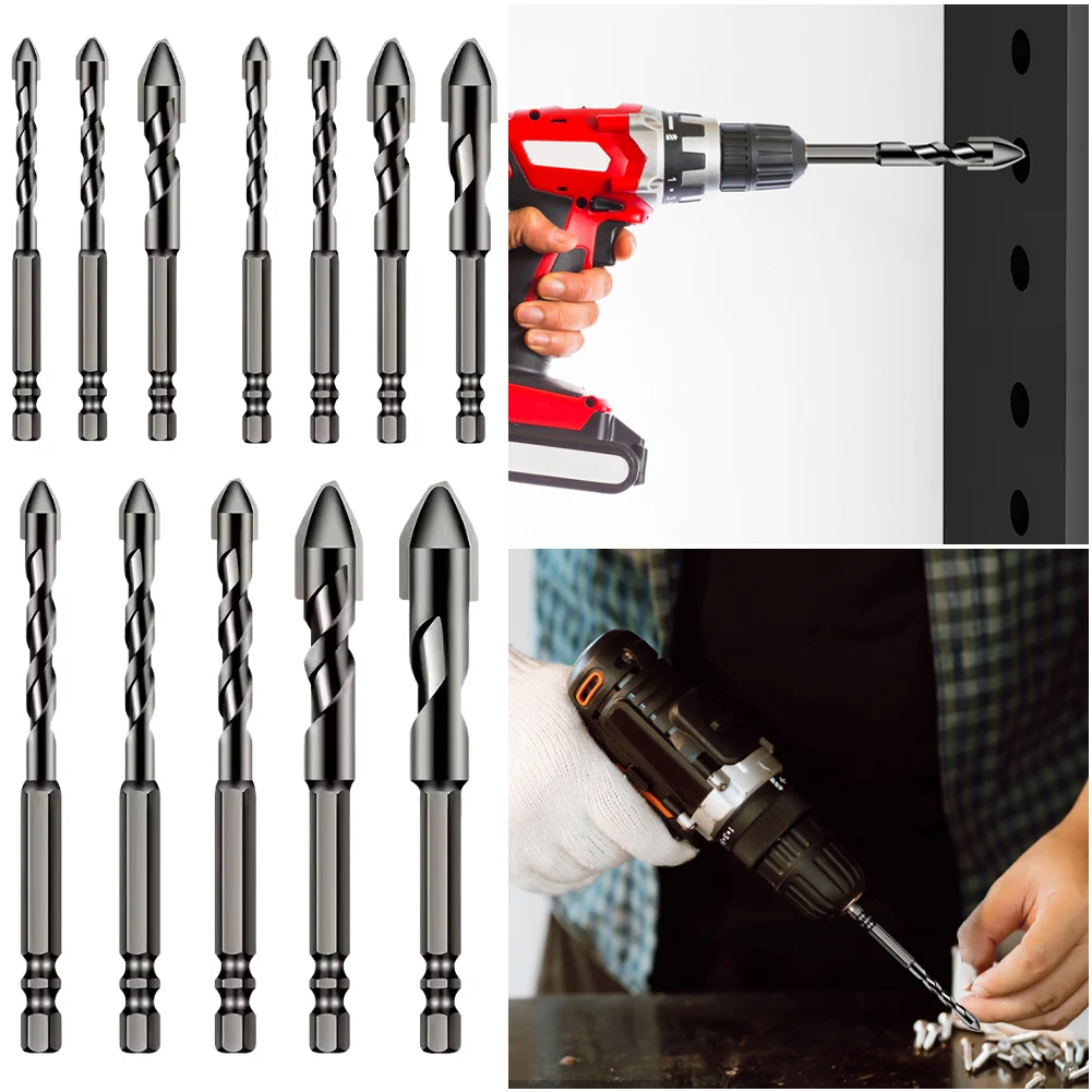 3/4/5 Pcs Concrete Drill Bit Set Triangle Bit Multifunctional Drill Bit Set Hard Alloy for Tile Brick Plastic Cement Wood Glass