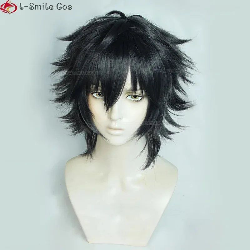 Game ES Ensemble Stars SAGAMI JIN Cosplay Wig JIN SAGAMI Wigs Short Black Grey Hair Glasses Heat Resistant Hair Wigs + Wig Cap
