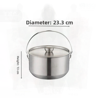 Outdoor 304 Stainless Steel 4-Piece Pot Set Camping Cookware Hanging Pot Combination Multi-Function Portable Teapot & Frying Pan