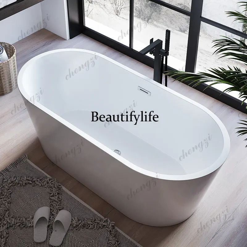 Independent acrylic hotel, bed and breakfast bathtub, family double oval large bathtub to deepen the bath