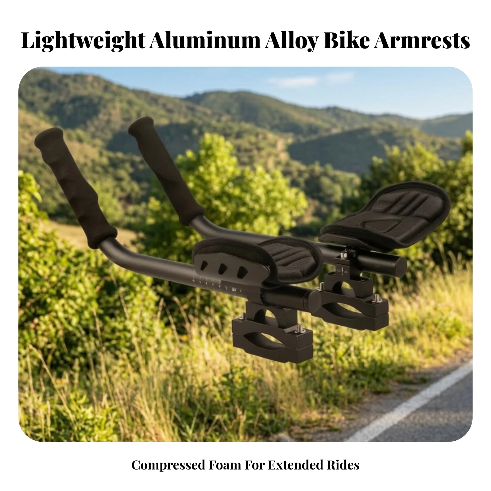 Aero Rest Handlebar Aerodynamic Attach-on Aerobars Triathlon Aerobars Padded Bike Rest Handlebars Alloy for Triathletes