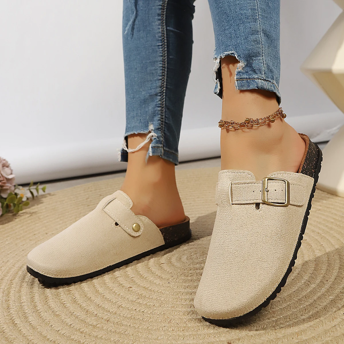 Fashion Slippers Women Clogs Cork Casual Insole Sandals 2026 New with Arch Support Slippers Outdoor Beach Shoes Slides Women